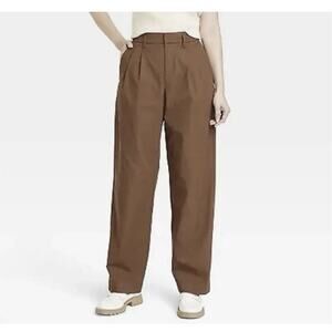 A New Day High-Rise Pleat Front Straight Chino Pants size 6- Brown NEW